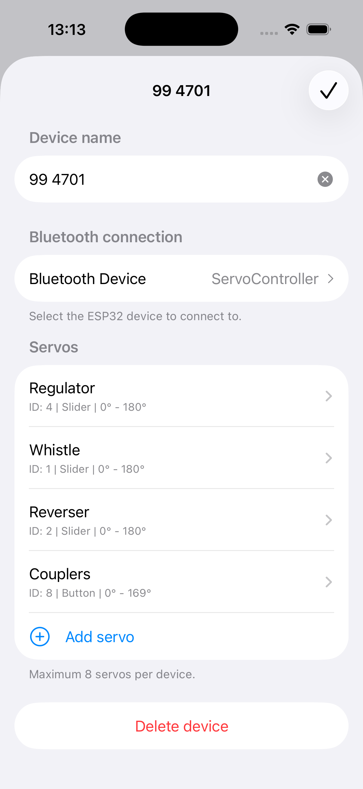 Configure your device and servos